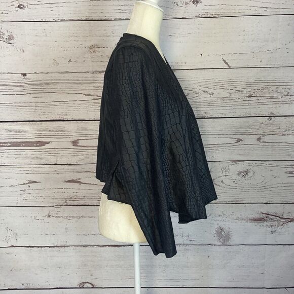Blank NYC Jacket Womens Small Black Crocodile Faux Leather Suede Drape Front - Picture 4 of 8